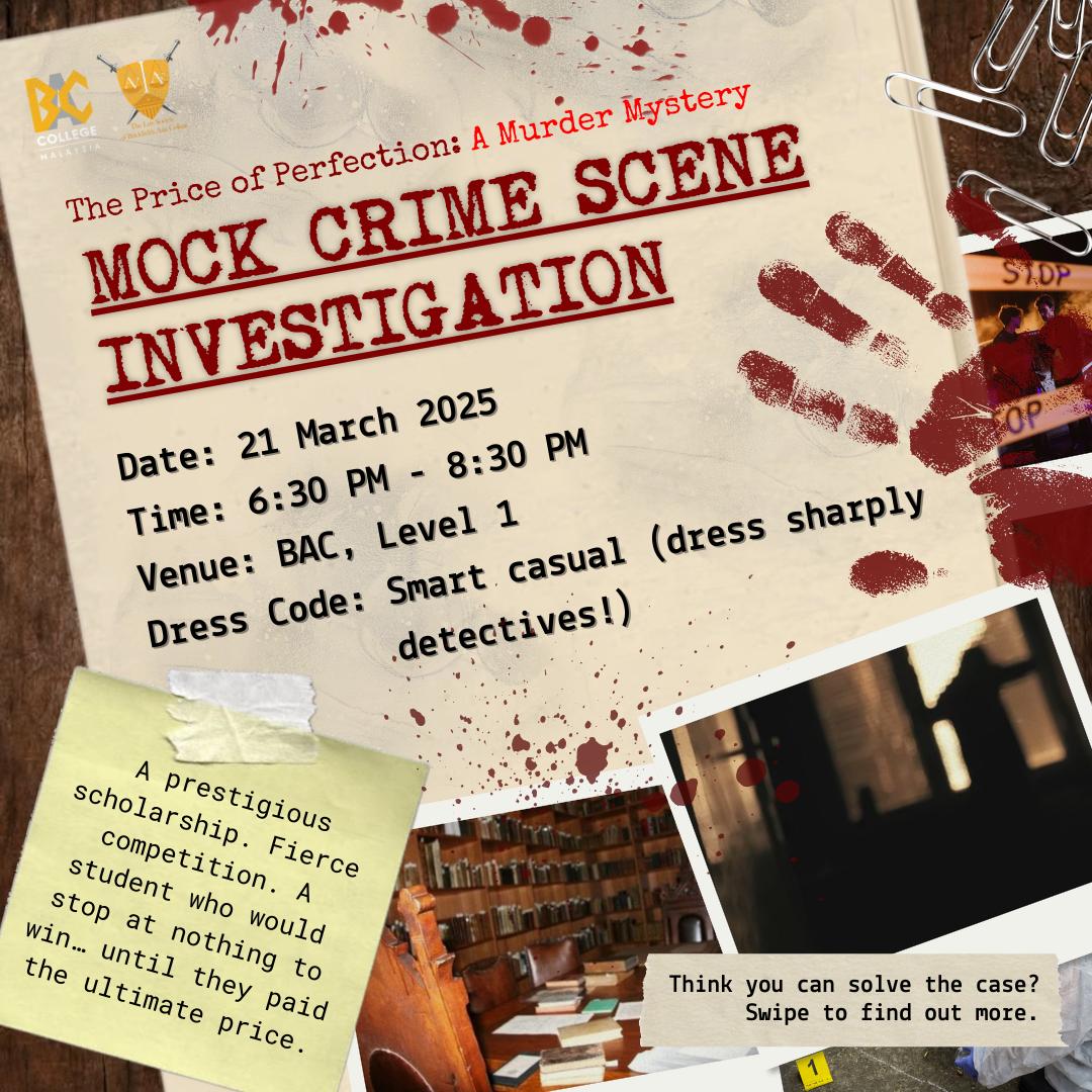 MOCK CRIME SCENE INVESTIGATION: THE PRICE OF PERFECTION